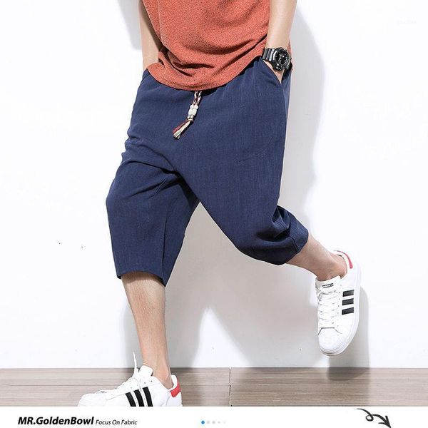 

mrgoldenbowl man 7 colors chinese style cotton linen pants mans solid vintage breathable harem pants male summer fashion bottoms1, Black