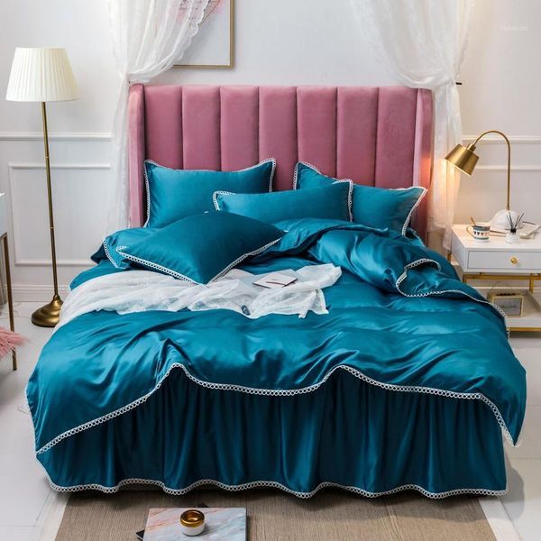 

lmitate silk bedding sets  king size duvet cover with comforter bed sheets/fitted sheet linen set1