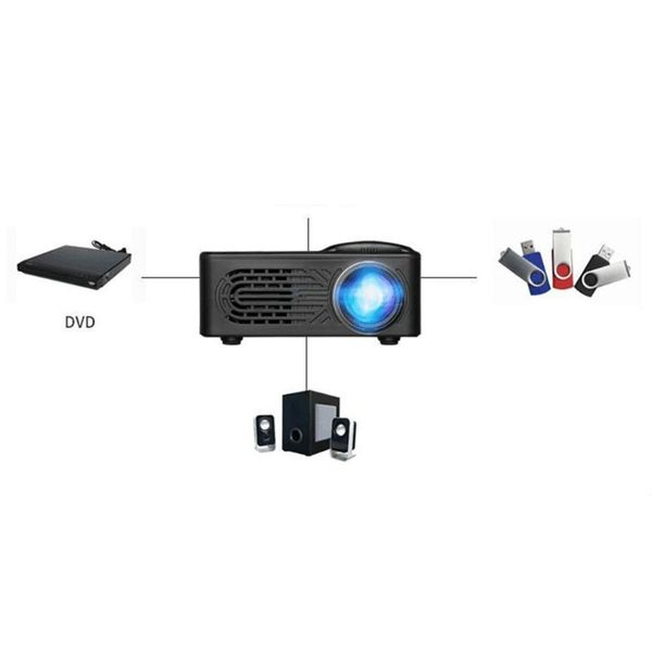 

black 814 portable projector high definition 1080p hdmi projector multi interface home theater video