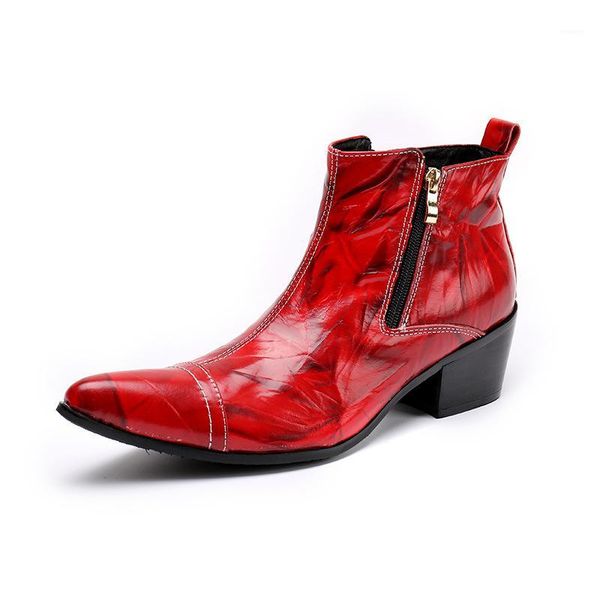 

business high shoes men's shoes ankle boots buty robocze cow leather men's casual pointed toe genuine leather work & safety1, Black