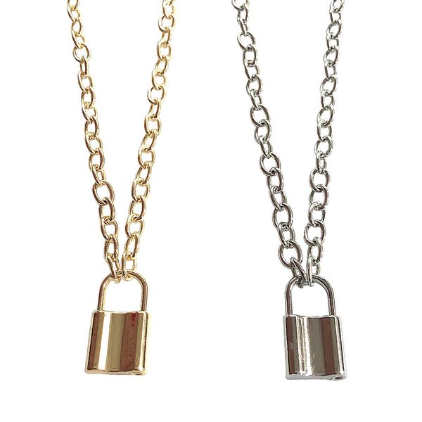 

stainless steel padlock pendant brand new silver color link chain lock necklaces women's fashion jewelry for gifts