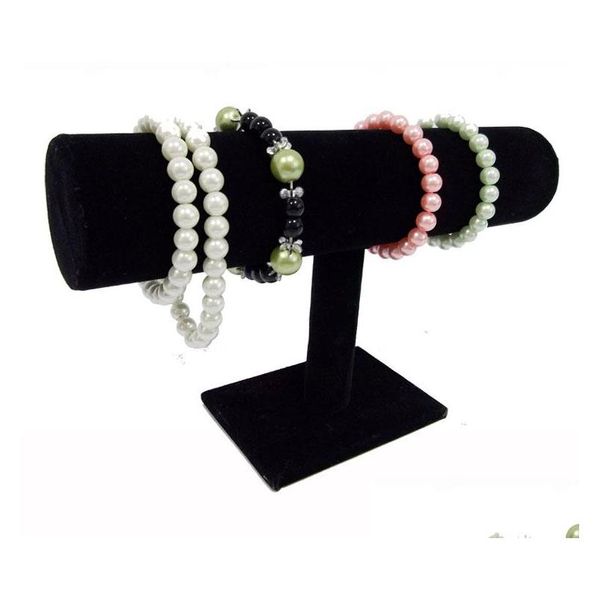 

recommend white pu black velvet bracelet bangle chain watch t-bar rack jewelry display stand holder porps box storage case zozmf