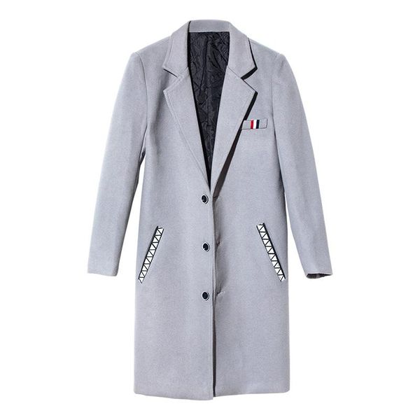 

men's trench coats mid-length winter warm coat woolen fashion qy26 long men, Tan;black