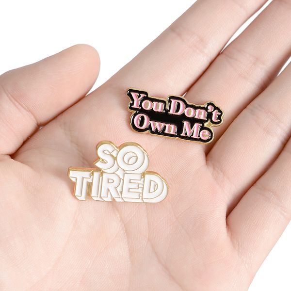 

so tired enamel custom brooches pink white quote badge bag lapel buckle tag gift friends, Gray