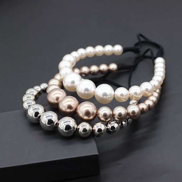 

temperament fashion hair accessories new baroque simple exquisite fashion temperament beads ball geometry wild headband 681, Golden;silver