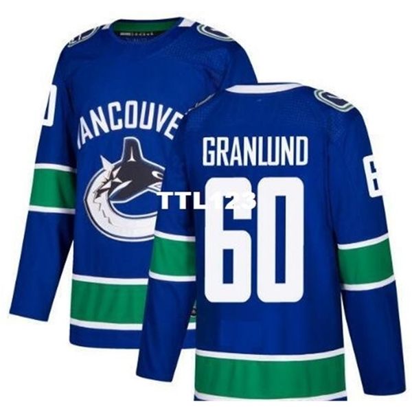 

real men real full embroidery 2017-2018 season vancouver canucks # 60 markus granlund jersey or custom any name or number hockey jersey, Black