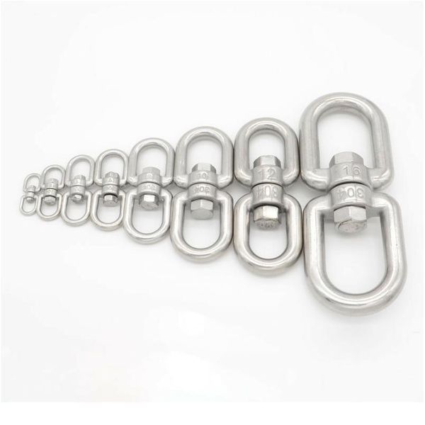 

10pcs stainless steel 8 shape rotary buckle safety climbing swivel ring hook eye to eye connectors carabiner clasp m4 qylcdl