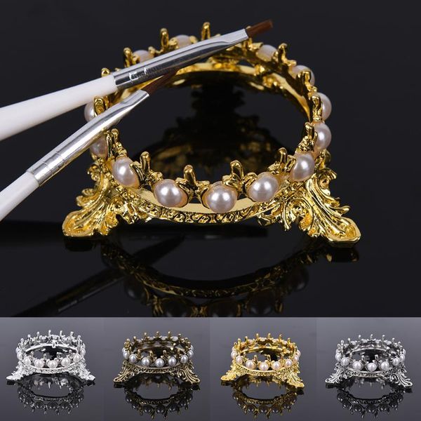 

nail brushes novelty crown design art brush holder set pen displayer stand tools acrylic uv gel rest holders for decorations, Yellow