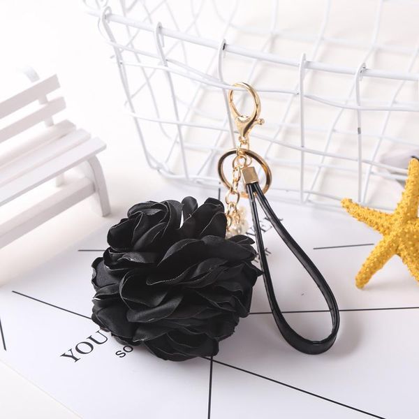 

12pcs dozen whole sale leather strap rose flower keychain bag pendant car ornaments charm for women buckle key ring eh590 c h qylbkv