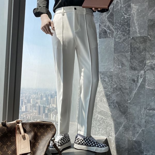 

daio ethan south korea autumn men's solid color draping trousers slim feet casual british chic pants