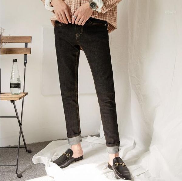 

s-xl men's trousers 2020 fall men's jeans korean version of the trend slim legs pants stretch nine pants1, Blue