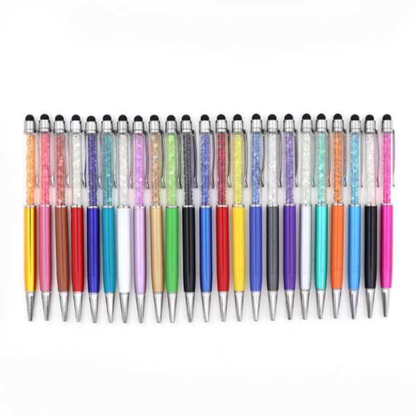 23 Цветные Bling Crystal Ballpoint Pen Creative Pilot Stylus Сенсорные ручки для написания канцелярских товаров Офисная школа Студенческий подарок