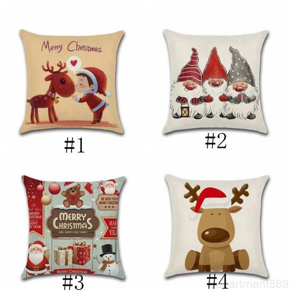 

a-pillowcase santa claus elk cartoon print pillow case sofa house simple christmas decoration owc3020
