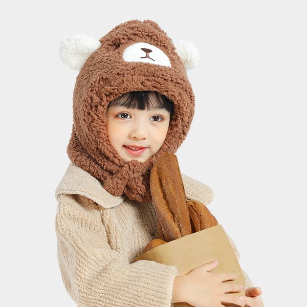 

детская шляпа мальчиков и девочек младенца шляпа холодная защита и тепло плюс бархатное утолщение встроенного уха протектор шеи капюшон