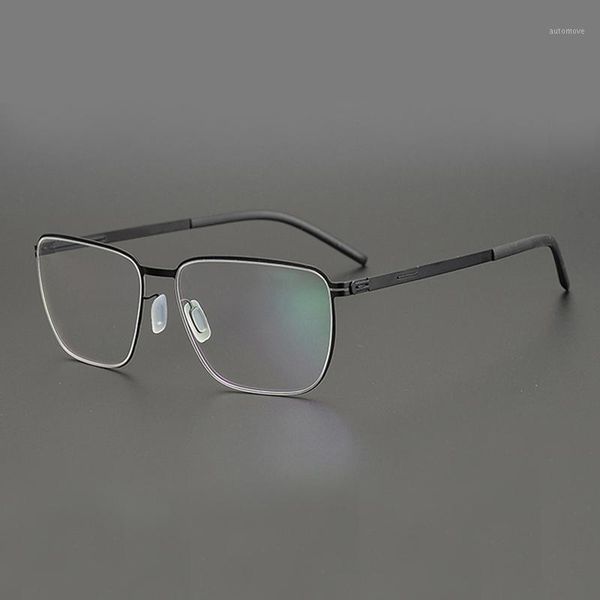 

germany lightweight square glasses frame men brand designer prescription eyeglasses women screw-less myopia optical eyewear1, Black