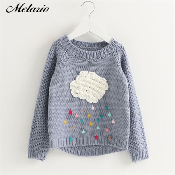 

melario girls sweaters new winter baby girls outwears girls clothing rainbow pattern long sleeve outerwear o-neck kids knitwear lj200818, Blue
