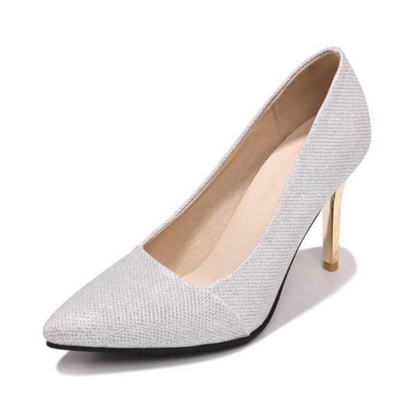 

big size pointed sequin high heels ladies high heels women shoes woman pumps, Black