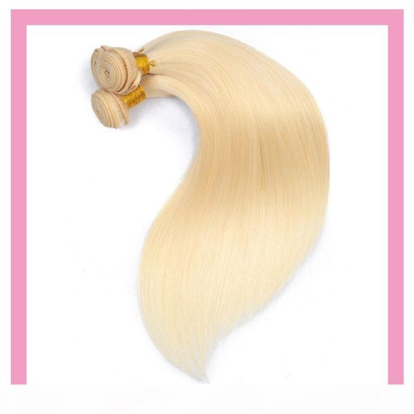 

brazilian human hair 613# blonde 2 pieces lot straight virgin hair 95-100g piece 613# color silky straight double wefts, Black