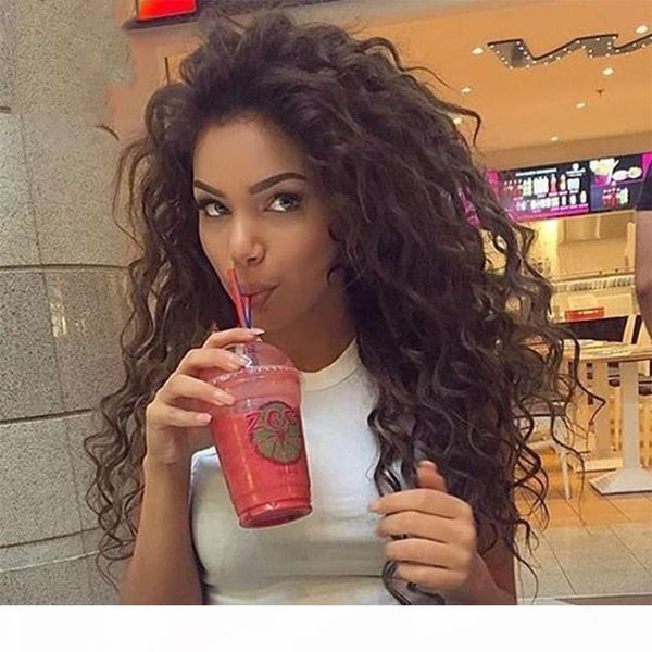 

full density 7a grade glueless full lace wig virgin brazilian human hair lace front wig deep loose wave with natural hairline, Black;brown