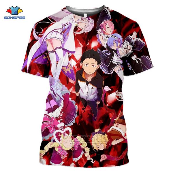 

anime loli game summer re zero rem homme 3d print shirts plus size humor harajuku men clothing
