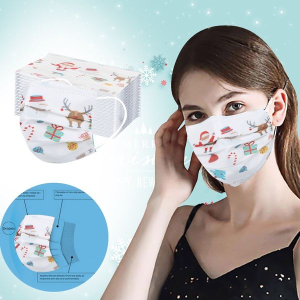 

new printed windproof masks disposable christmas mask face shieldfor adults happy new year