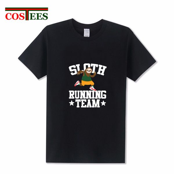 

sport funny sloth running team t-shirt cartoon animal printed cute sloth t shirt men big size group tee man comic casual brand apparel