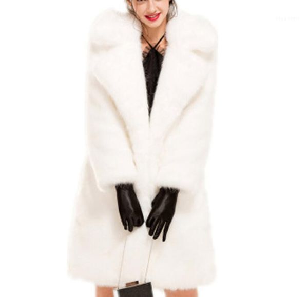 

2020 autumn winter faux fur coat white pink celebrity night club elegant party fashion warm coat wholesale1, Black