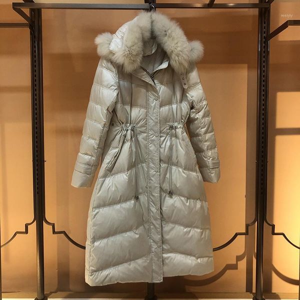 

19 new temperament of cultivate morality show thin and long winter over-the-knee light warm white duck down down jacket1, Black