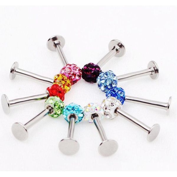 

body jewelry l24 50pcs mix 10 colors body piercing jewelry shamballa disco ball labret stu sqcibj queen66, Black