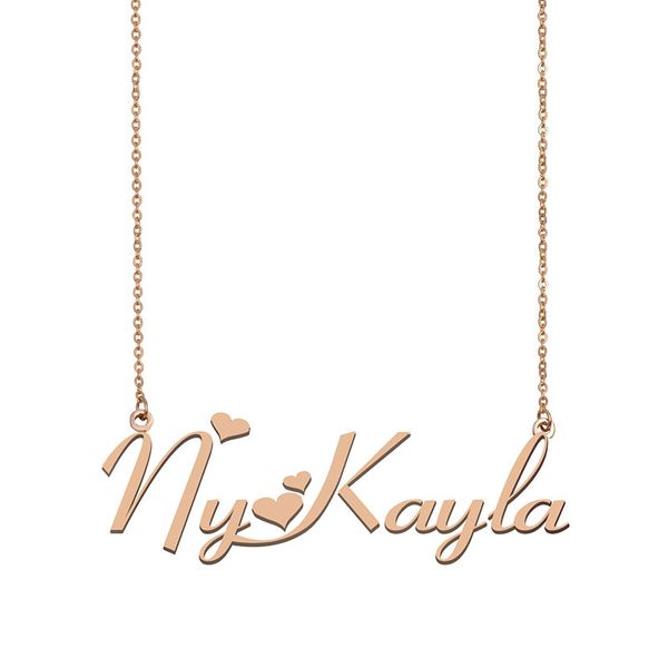 

nykayla name necklace custom nameplate pendant for women girls birthday gift kids friends jewelry 18k gold plated stainless steel, Silver