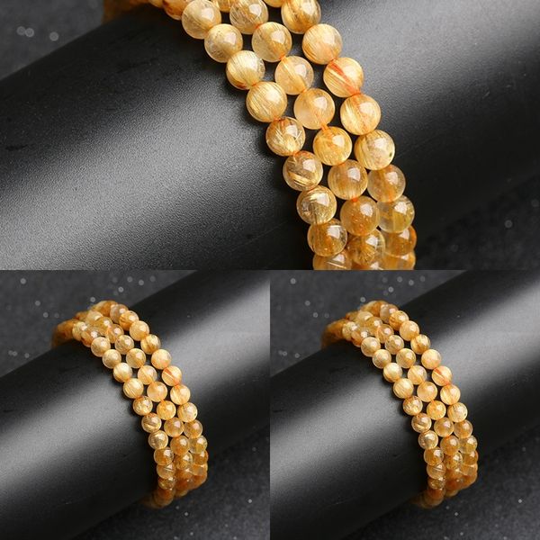 

niu3l горячие diy crystalbracelet crystalselling натуральный 6а золотые волосы золотой кристалл круг браслет медь три волос кристаллические, Golden;silver