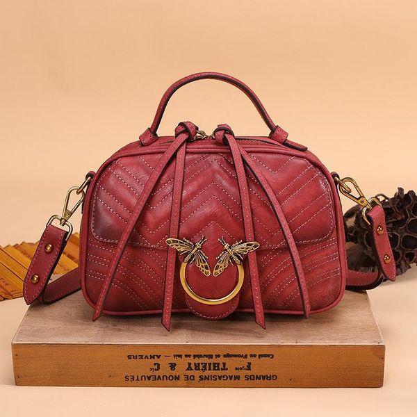

2020 luxury women genuine leather handbags ladies retro elegant shoulder messenger bag cow leather handmade woman crossbody sac