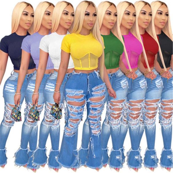 

designer high elasticity raised lines pattern short tshirts women ribbed fashion trend short sleeve skinny ribbed crop top, White