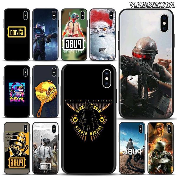 

silicone case for iphone xr xs se 2020 11 pro max 7 8 5s 6s plus 7+ 8+ phone fall cover shell battlegrounds pubg