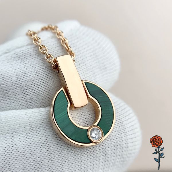

christmas diamond necklace gold necklace fashion natural malachite letter pendant set with diamonds women's jewelry gifts for couples d, Silver