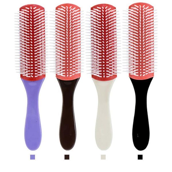 

20.5cm length anti-static 9 rows hair brush handcraft hairbrush hairdressing scalp massager hair comb styling tool jllrld, Silver