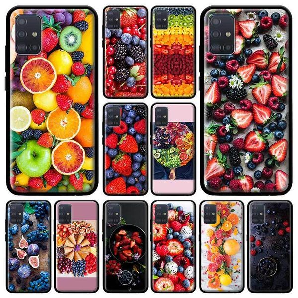 

green fruit cherry blueberry strawberry case for samsung galaxya51 a71 m51m40 a31 a41 a91 a21s m30s m31 soft bolso mobile