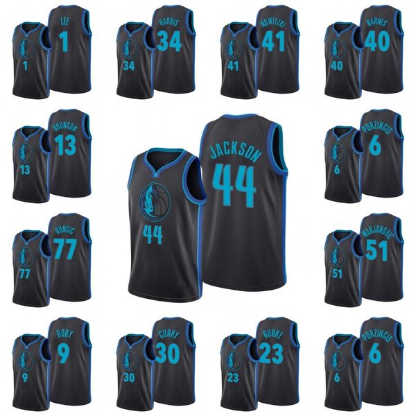 

dallas mavericks men dennis smith jr. devin harris dirk nowitzki harrison barnes jalen brunson jersey, Black