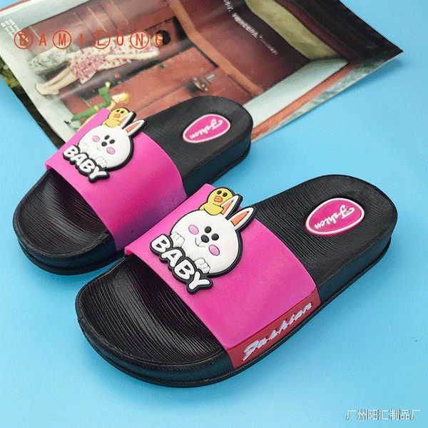 

bamilong home slippers kids beach sandals summer baby slippers girls house flip flop children cartoon indoor casual shoes b95 y201028, Black;grey
