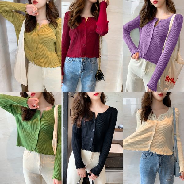 

2020 new early autumn slim fit net red solid color loose long sleeve knitted cardigan coat bottom sweater for women coat sweatersweater swea, White;black