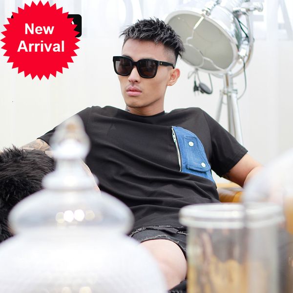 

2021 new arrival brim pocket pants oversize authcit 100% long male cotton clip short around the neck black homme simple t-shirt papl, White;black