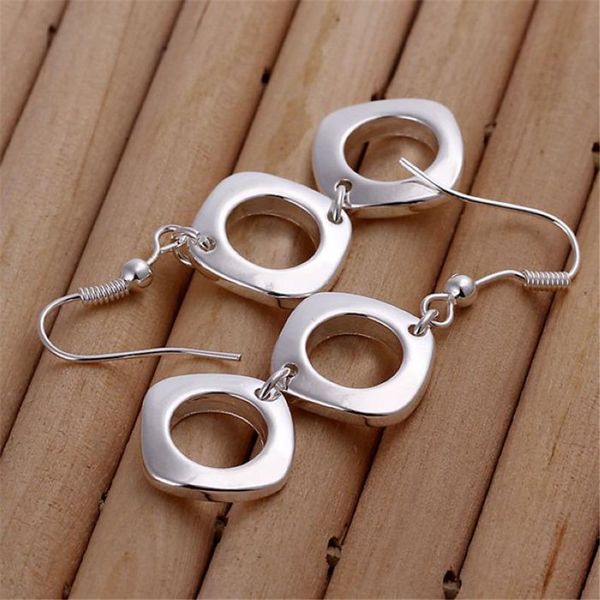 

beautiful double square silver color earrings selling fashion jewelry party e024 gift h sqcgml, Golden