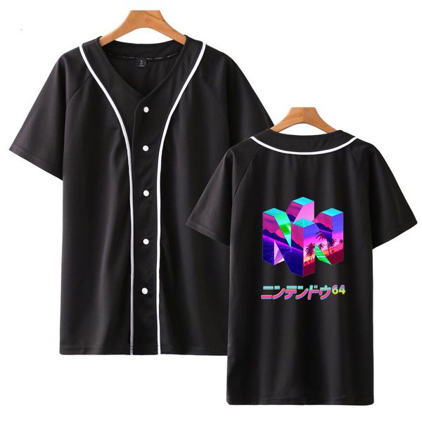 

wave t shirts japan aesthetics baseball t-shirts print men/women summer short sleeve black street clothing hip hop, White;black
