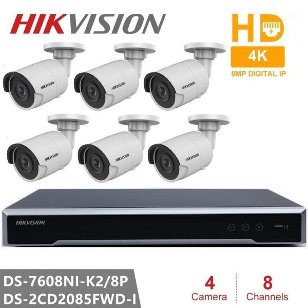

hikvision security camera kits embedded plug & play h.265 nvr 8ch 8poe & 6pcs 8mp ip camera ds-2cd2085fwd-i wdr poe1