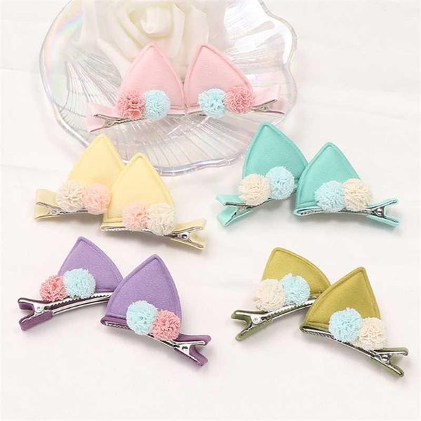 

10pair/lot new girls cute cartoon cat ears hair clips princess funny hairpin barrette children headdress kids hair accessories1, Slivery;white