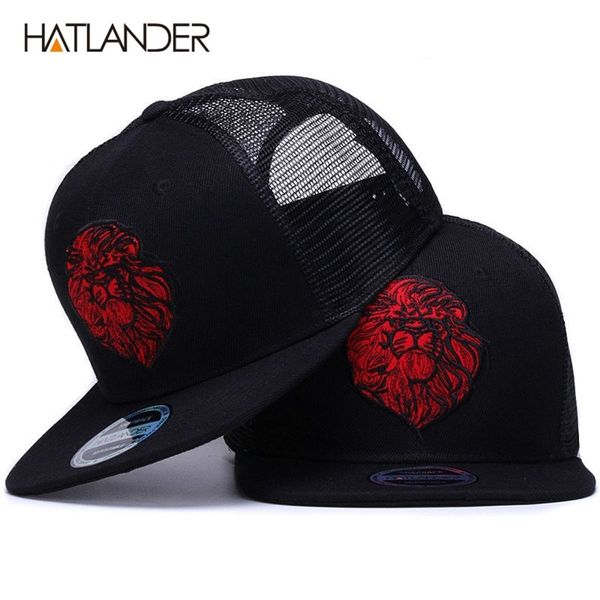 

hatlander]original black baseball caps for boys girls summer sun hats embroidery lion mesh snapbacks hip hop bone trucker hat 201027, Blue;gray