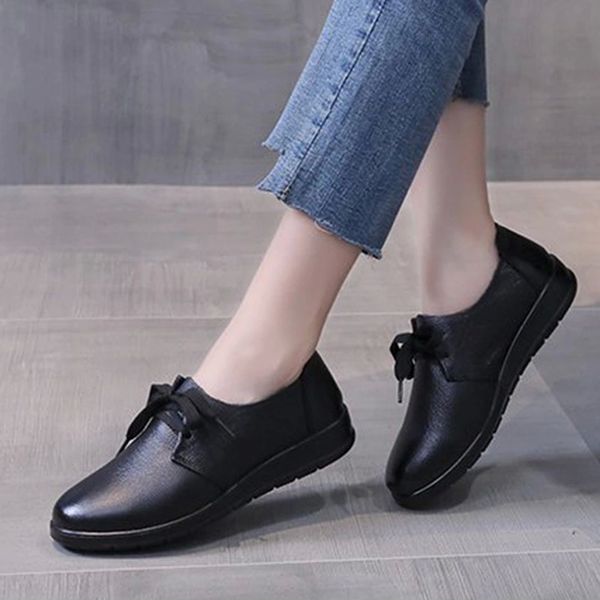 

genuine leather shoes for women oxford shoes low heels ol office lady woman black comfortable mother casual 8583n #6w0k