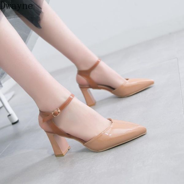 

women's shoes 2021 new wild small fresh high heels simple comfort square heel sandals elegant party dress pumps female sandals, Black