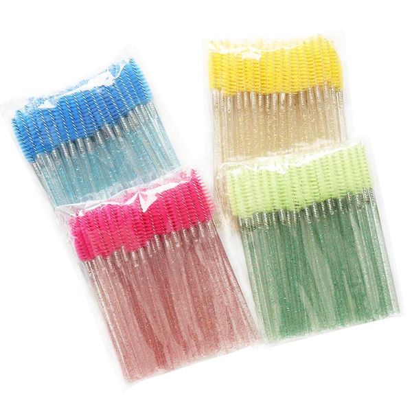

makeup brushes disposable crystal eyelash brush mascara wands applicator grafting curling comb beauty tool eye 50pcs/set