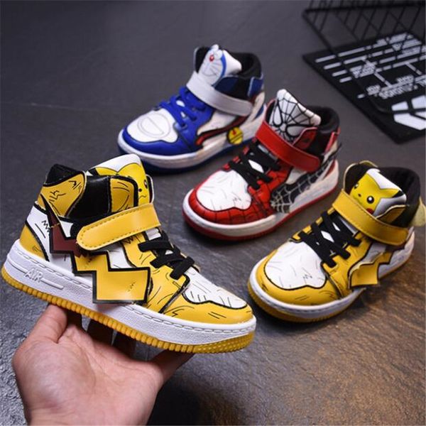 

children high-cartoon kids sport running new fashion casual shoes for boys girls loafers sneakers chaussure, Black;red